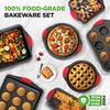 image:imageNutriChef 10Piece NonStickBakewareSet  Premium Carbon Steel BakingPansSet with Silicone Handles  Oven amp Dishwasher Safe  Complete BakingSheetSet for Cookies Muffins Loaf PizzaBlack